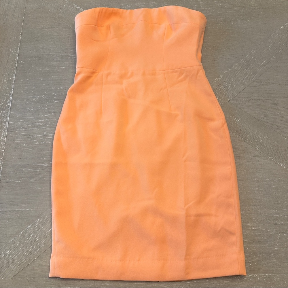 House of CB Orange Strapless Sheath Dress